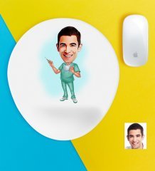 Kişiye Özel Bay Cerrah Karikatürlü Bilek Destekli Mouse Pad