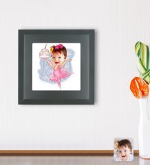 Kişiye Özel Bebek Doğum Günü Karikatürlü Ahşap Çerçeveli Taş Duvar Dekoru-3