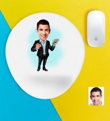 Kişiye Özel Bay Bankacı Karikatürlü Bilek Destekli Mouse Pad-1