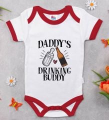 BK Kids Daddy's Drinking Buddy Tasarımlı Kırmızı Bebek Body Zıbın-2