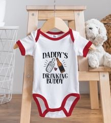 BK Kids Daddy's Drinking Buddy Tasarımlı Kırmızı Bebek Body Zıbın-2