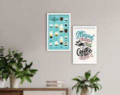 BK Home Coffee Tasarımlı Dekoratif 2'li Ahşap Beyaz Çerçeveli Tablo-9