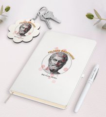 Kişiye Özel Felsefe Öğretmeni Beyaz Defter Kalem Ve Anahtarlık Hediye Seti-1