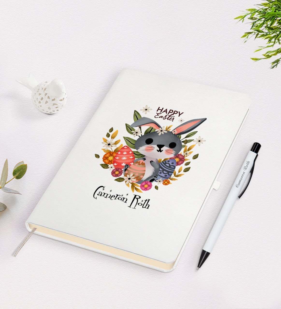 Kişiye Özel Paskalya Bayramı Beyaz Defter ve Kalem Seti-12
