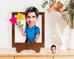 Kişiye Özel Erkek Karikatürlü Ahşap Standlı 3D Biblo-1