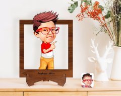 Kişiye Özel Erkek Çocuk Karikatürlü Ahşap Standlı 3D Biblo-1