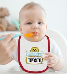 BK Kids Bırkalama Kızanı Tasarımlı Kırmızı Bebek Mama Önlüğü-1