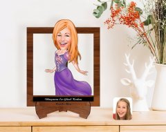 Kişiye Özel Kadınlar Günü Dünyanın En Güzel Kadını Karikatürlü Ahşap Standlı 3D Biblo-31