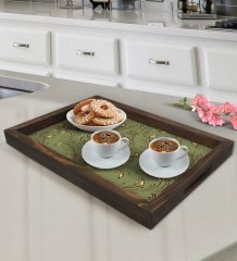BK Gift Retro Motif Tasarımlı Doğal Ahşap Tepsi-4