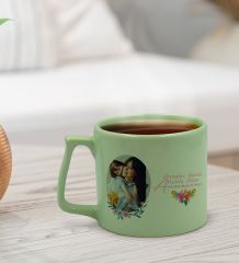 BK Gift Kişiye Özel Fotoğraflı Anneler Günü Tasarımlı Pastel Yeşil Middle Kupa Bardak, Anneye Hediye, Anneler Günü Hediyesi-1