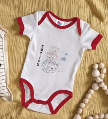 BK Kids Cuties Tasarımlı Kırmızı Bebek Body Zıbın-1
