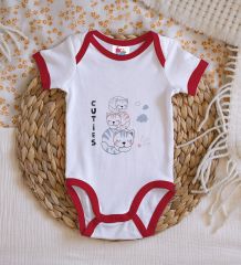 BK Kids Cuties Tasarımlı Kırmızı Bebek Body Zıbın-1