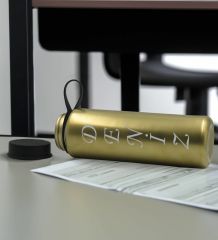 BK Gift Kişiye  Özel İsimli Siyah Defter ve Gold Cam Matara Hediye Seti-5, Sevgiliye Hediye, Arkadaşa Hediye, Yeni İş Hediyesi