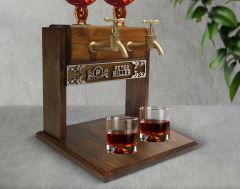BK Gift Kişiye Özel Kabartma İsimli Çift Musluklu Doğal Ahşap Viski Standı, İçki Standı, Doğum Günü Hediyesi, Ev Hediyesi, Erkek Hediye-34