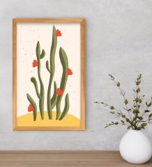 BK Gift  Kaktüs Tasarımlı Dekoratif Retro Ahşap Çerçeveli Tablo-22
