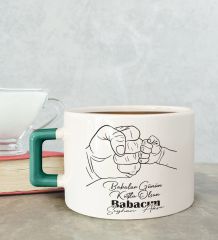 BK Gift Kişiye Özel Babalar Günü Tasarımlı Yeşil Kulplu Çay & Kahve Fincanı-8, Babaya Hediye, Babalar Günü Hediyesi