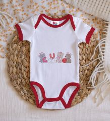 BK Kids Cute Tasarımlı Kırmızı Bebek Body Zıbın-2