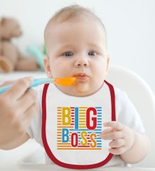 BK Kids Big Boss Tasarımlı Kırmızı Bebek Mama Önlüğü-1