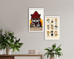 BK Home Coffee Tasarımlı Dekoratif 2'li Ahşap Beyaz Çerçeveli Tablo-6