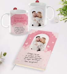 Kişiye Özel Kendi El Yazın Mesajlı Fotoğraflı Beyaz Defter ve Kupa Hediye Seti-2
