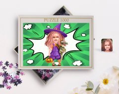 Kişiye Özel Küçük Cadı Karikatürlü 1000 Parça Profesyonel Puzzle-1