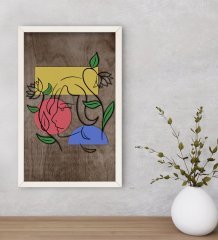 BK Home Woman Line Dekoratif Ahşap Beyaz Çerçeveli Tablo-6