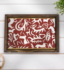 BK Gift Retro Motif Tasarımlı Doğal Ahşap Tepsi-2