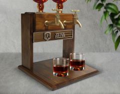 BK Gift Kişiye Özel Kabartma İsimli Çift Musluklu Doğal Ahşap Viski Standı, İçki Standı, Doğum Günü Hediyesi, Ev Hediyesi, Erkek Hediye-32