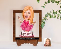 Kişiye Özel Kadınlar Günü Dünyanın En Güzel Kadını Karikatürlü Ahşap Standlı 3D Biblo-28
