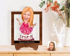Kişiye Özel Kadınlar Günü Dünyanın En Güzel Kadını Karikatürlü Ahşap Standlı 3D Biblo-28