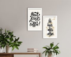 BK Home Coffee Tasarımlı Dekoratif 2'li Ahşap Beyaz Çerçeveli Tablo-5