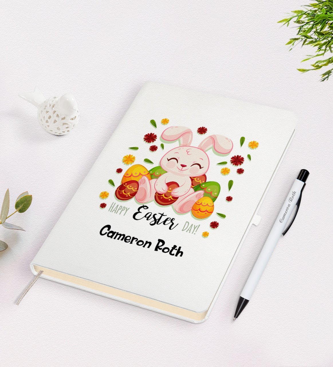 Kişiye Özel Paskalya Bayramı Beyaz Defter ve Kalem Seti-8