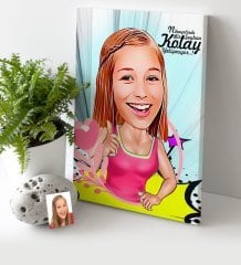 Kişiye Özel Bayan Karikatür Kanvas Tablo (30 x 50 cm.) 7
