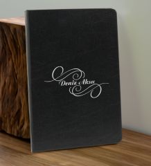 BK Gift Kişiye  Özel İsimli Siyah Defter ve Gold Cam Matara Hediye Seti-3, Sevgiliye Hediye, Arkadaşa Hediye, Yeni İş Hediyesi