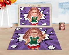Kişiye Özel Kız Çocuk Karikatürlü 1000 Parça Profesyonel Puzzle-18