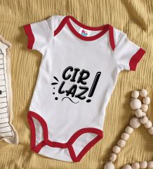 BK Kids Cırlaz Tasarımlı Kırmızı Bebek Body Zıbın-1