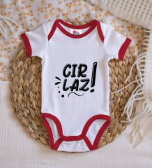 BK Kids Cırlaz Tasarımlı Kırmızı Bebek Body Zıbın-1