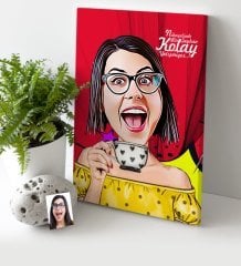 Kişiye Özel Bayan Karikatür Kanvas Tablo (30 x 50 cm.) 6
