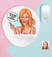 Kişiye Özel Bayan Kolay Yetişmiyor Karikatürlü Bilek Destekli Mouse Pad-7