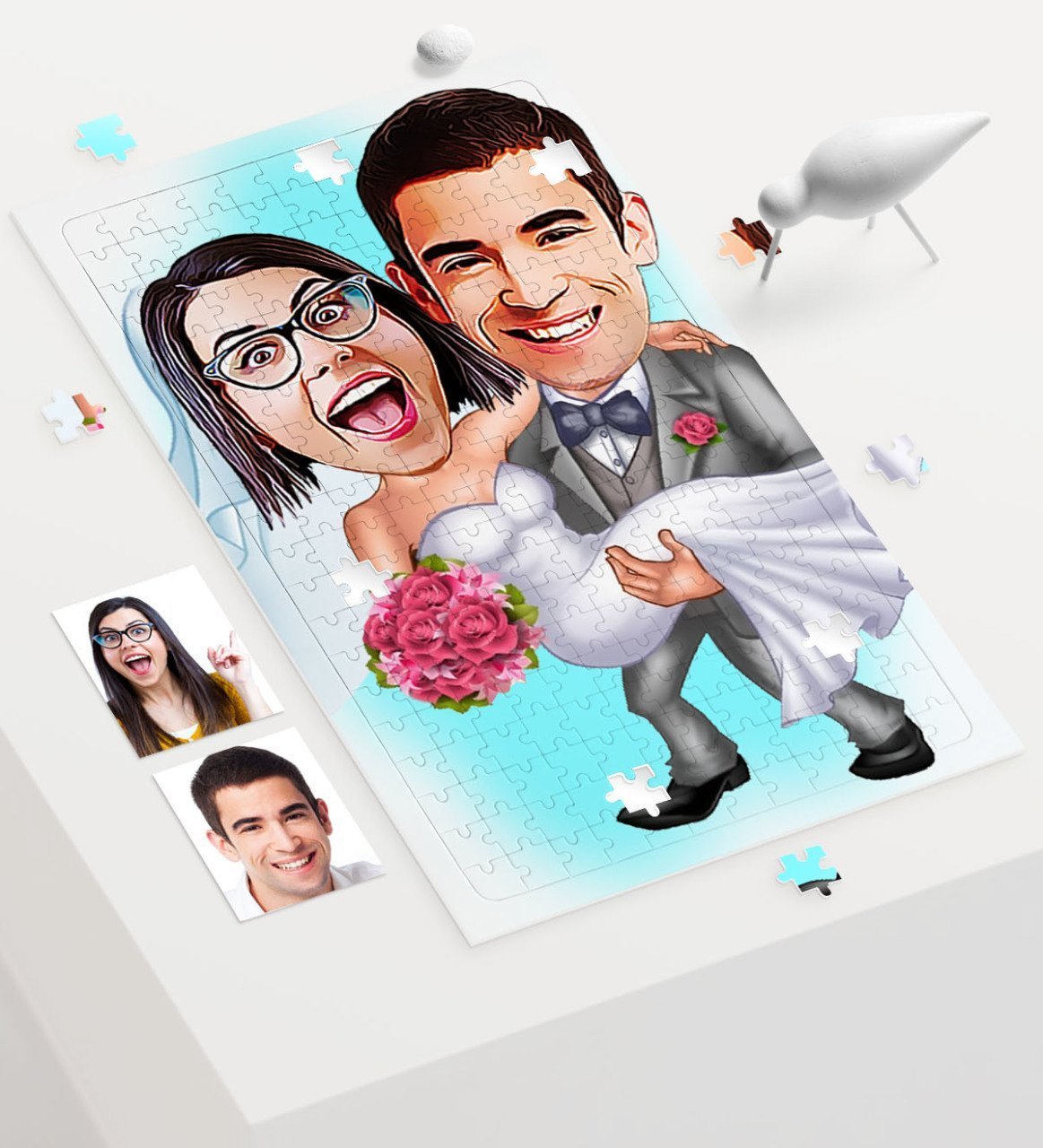 Kişiye Özel Evleniyoruz Karikatür 240 Parça A3 Puzzle - 7