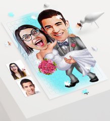 Kişiye Özel Evleniyoruz Karikatür 240 Parça A3 Puzzle - 7