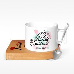 Kişiye Özel Valide Sultan Tasarımlı Ahşap Altlıklı Seramik Fincan - 3