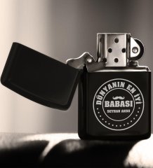 Kişiye Özel Dünyanın En İyi Babası Siyah Benzinli Metal Çakmak-7