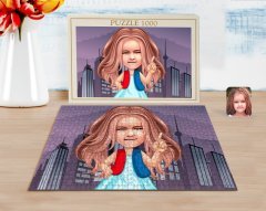 Kişiye Özel Kız Çocuk Karikatürlü 1000 Parça Profesyonel Puzzle-17