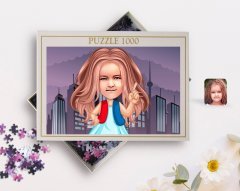 Kişiye Özel Kız Çocuk Karikatürlü 1000 Parça Profesyonel Puzzle-17