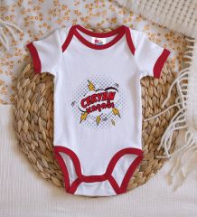 BK Kids Ceryan Kaçağı Tasarımlı Kırmızı Bebek Body Zıbın-1