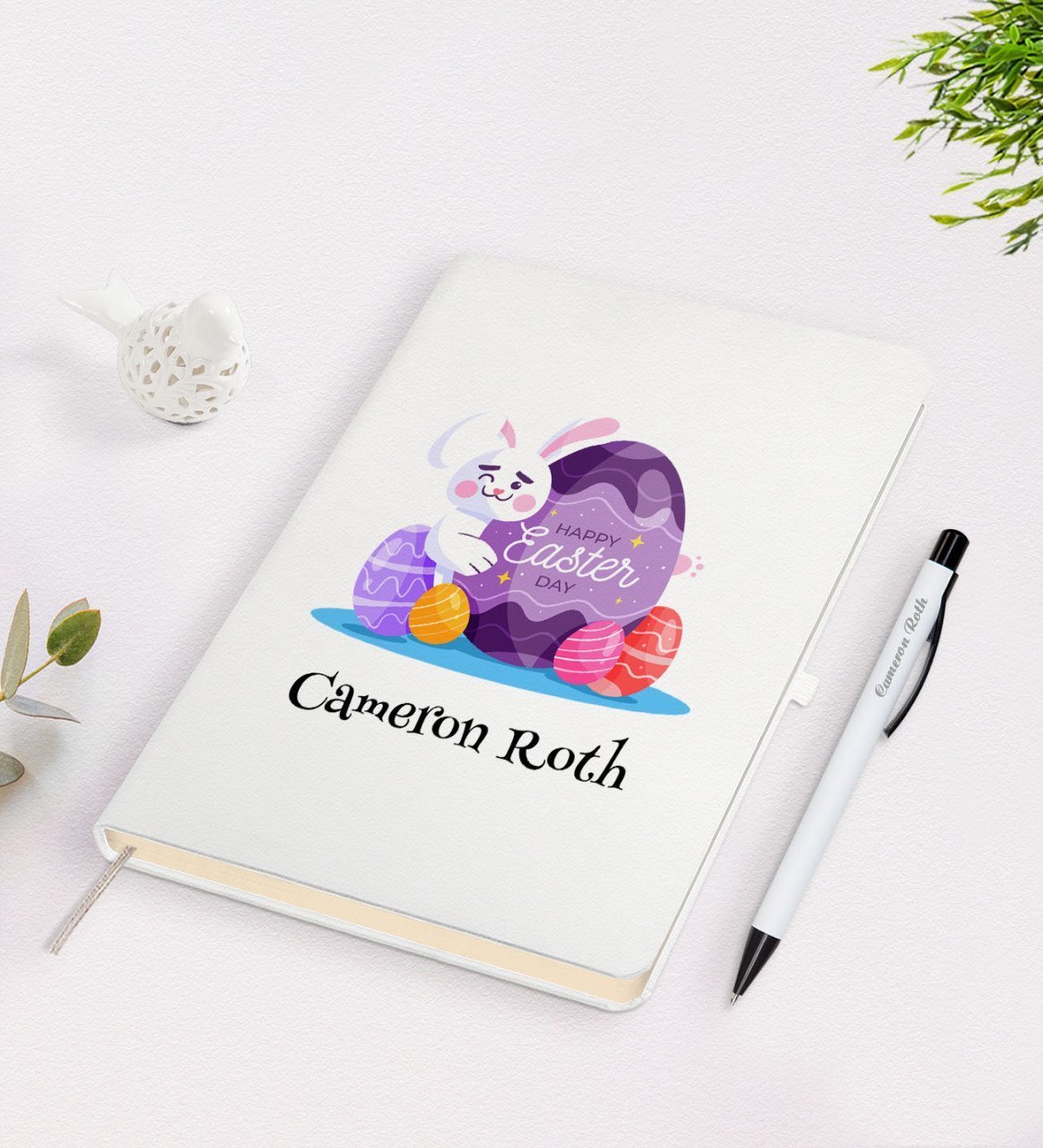 Kişiye Özel Paskalya Bayramı Beyaz Defter ve Kalem Seti-6