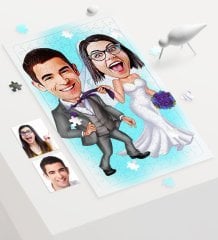 Kişiye Özel Evleniyoruz Karikatür 240 Parça A3 Puzzle - 6