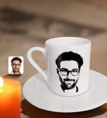 Kişiye Özel Erkek Silüet Türk Kahvesi Fincanı-1