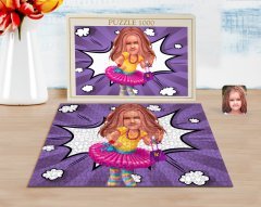 Kişiye Özel Kız Çocuk Karikatürlü 1000 Parça Profesyonel Puzzle-11